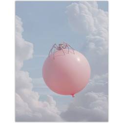 ARTERY8 Cute Jumping Spider on a Floating Pink Balloon Multicolour Wall Decor 30.5x40.6cm