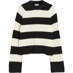 H&M Rib Knit Jumper - Black/Cream Striped