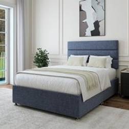 Dunelm Bedmaster Woven Fabric Universal Divan Base - Luxe Navy Frame Bed