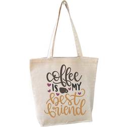 Lovely Text Coffee Is My Best Friend Tote Bag - Beige