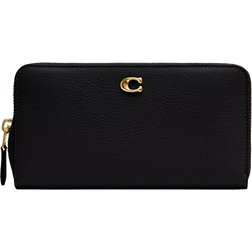 Coach Essential Accordion Zip Wallet - Polished Pebble Leather/Brass/Black