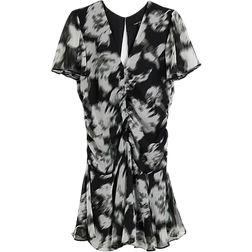 River Island Floral Ruched Chiffon Mini Dress - Black