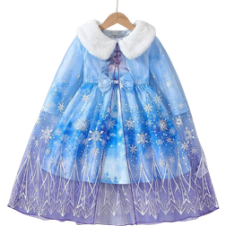 Shein SHEIN 2pcs/Set Young Girls Spring/Autumn Fashion Elegant Princess Style Long Sleeve Dress + Mesh Cape Cloak Set, For Christmas