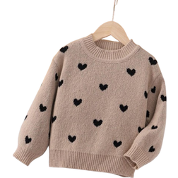 Shein Young Girl Heart Pattern Drop Shoulder Jumper