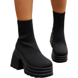 Shein Women's Fashionable Boots, Style With Hoodies, Women's Riding Boots Western Style Autumn New Thick Knitted Bottom Women's Boots, Go With Fall Clothes