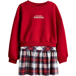 H&M Girl's Sweatshirt & Skirt Set 2pcs - Red/Checked