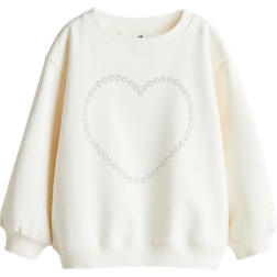 H&M Girl's Motif Detail Sweatshirt - Cream/Heart (1216937006)