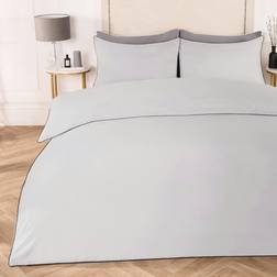 OHS Piped Edge Set Silver/Grey Duvet Cover Grey, Silver (198x137cm)