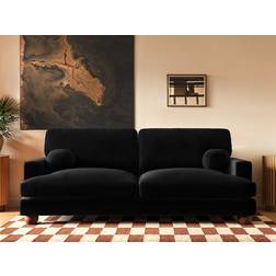 Solace+Co Addison 3 Black Velvet Sofa 3 Seater