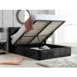 Birlea Hannover Fabric Ottoman King Size Black Crushed Velvet Frame Bed