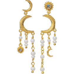 Maanesten Astrea Earrings - Gold/Labradorit/Pearls