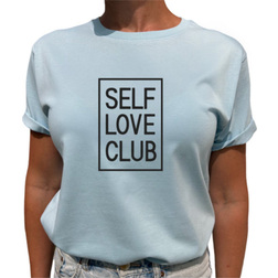 Lovely Text Self Love Club in Frame T-shirt - Light Blue