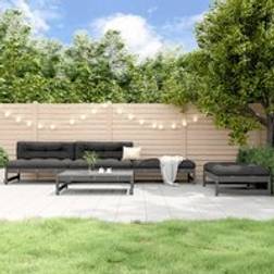 Berkfield Home 5 Piece Garden Grey Solid Wood Pine Outdoor Lounge Set