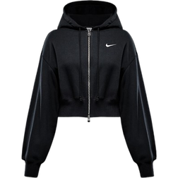 Nike Sportswear Phoenix Fleece Women's Loose Cropped Full Zip Hoodie - Black/Sail