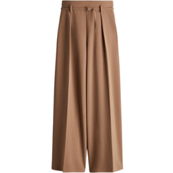 H&M Wide Belted Trousers - Dark Beige