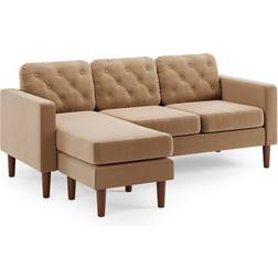 Dunelm Jacob Velvet Buttoned Caramel Sofa 177cm 3 Seater