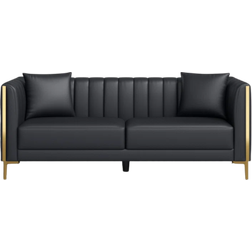 Willa Arlo Interiors Dreiling Black Sofa 77.6" 3 Seater