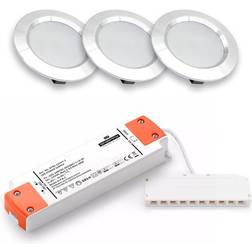LEDlife Reco68 Møbelspot 3 Stk Børstet Stål Inkl Dæmpbar Strømforsyning - Neutral Spotlight