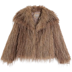 River Island Faux Feather Fur Coat - Brown