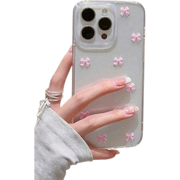 Shein Aesthetic Glitter Cute 3D Flower Bowknot Phone Case for iPhone