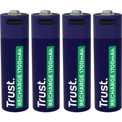 Trust USB-C Rechargeable AA Batteries 4-pack