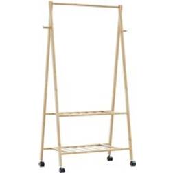 vidaXL Klädställ Med Hyllor Och Hjul 96 x 45,5 x 155,5 cm Bambu Klädhängare