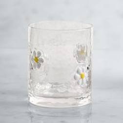 Dunelm White Daisy Pressed Tumbler 38cl