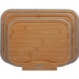 Cooks Professional 3 Piece Bamboo Set With Bamboo Stand Grey Chopping Board
