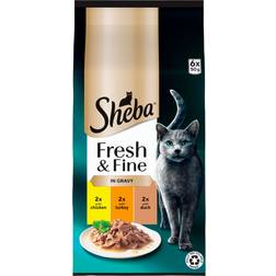 Sheba Fresh & Fine Cat Pouches With Chicken & Turkey Gravy 6x50g