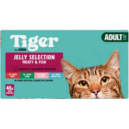 Asda Tiger Adult Cat Food Jelly Selection 40 x 100g Pouches