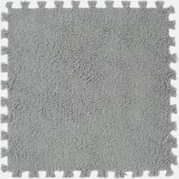 OHS Teddy Fleece Interlocking Flooring Carpet Rug Tiles 30 x 30 cm Grey