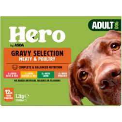 Asda Hero Adult Dog Gravy Selection Meat & Poultry 12x100g Pouches
