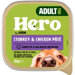 Asda Hero Adult Dog Food Turkey & Chicken Pâte 300g