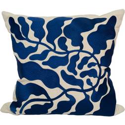 Fine Little Day Leaves Embroidered 48x48 cm Blue Cushion Cover Blue