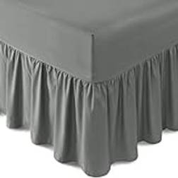 GC GAVENO CAVAILIA Amily 180 Thread Count Percale Bedlinen - Charcoal Valance Sheet Grey