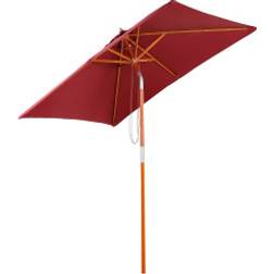 Northio Parasoll Balkong Cantilever Paraply Av Granträ 200 x 150 x 230 cm Vinröd