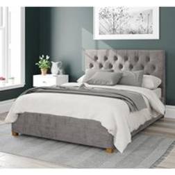 Aspire Upholstered Ottoman Storage Firenze Velour Fabric Small Double Frame Bed
