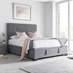 Happy Beds King Size Ottoman Storage 5ft Grey Frame Bed
