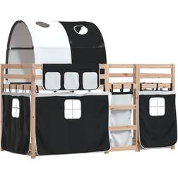 vidaXL with Curtains 80x200 cm Solid Wood Pine Bunk Bed