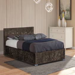 Comfy Living Brown Crushed Velvet Ottoman Storage Gaslift Bedframe - Brown King