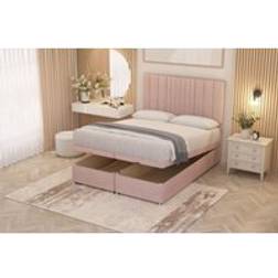 Somnior Alexas Ottoman Divan Bed Set with Midnight Pocket Spring Mattress and Heaboard Plush Velvet Small Single