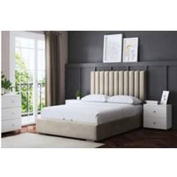 DS Living Evangaline Beige Panel Ottoman with Headboard - Single Frame Bed