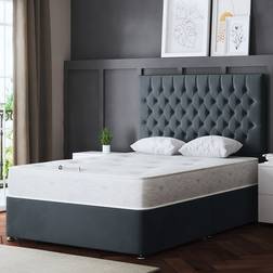 DS Living Super King Steel Upholstered Panel Divan with 4 Drawer - Grey Frame Bed