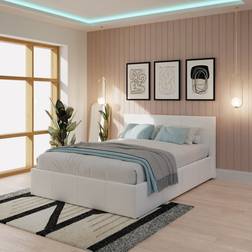 GFW End Lift Double Ottoman with Mattress - White Frame Bed