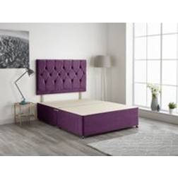 Somnior Ziggy Divan Base with Headboard Plush Velvet Small Single Frame Bed