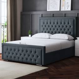 DS Living Allegra Single Steel Upholstered Bed Frame with Headboard - Grey