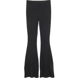 River Island High Waisted Ribbed Flare Leggings - Black