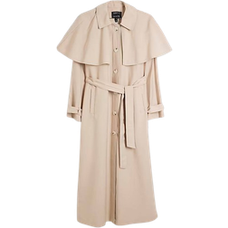 River Island Women's Belted Longline Cape Trench Coat - Beige