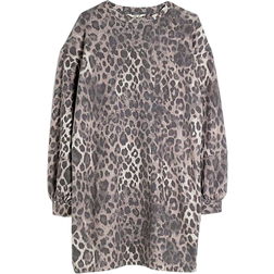 River Island Leopard Mini Sweatshirt Dress - Brown