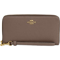 Coach Long Zip Around Wallet - Pebbled Leather/Gold/Dark Stone